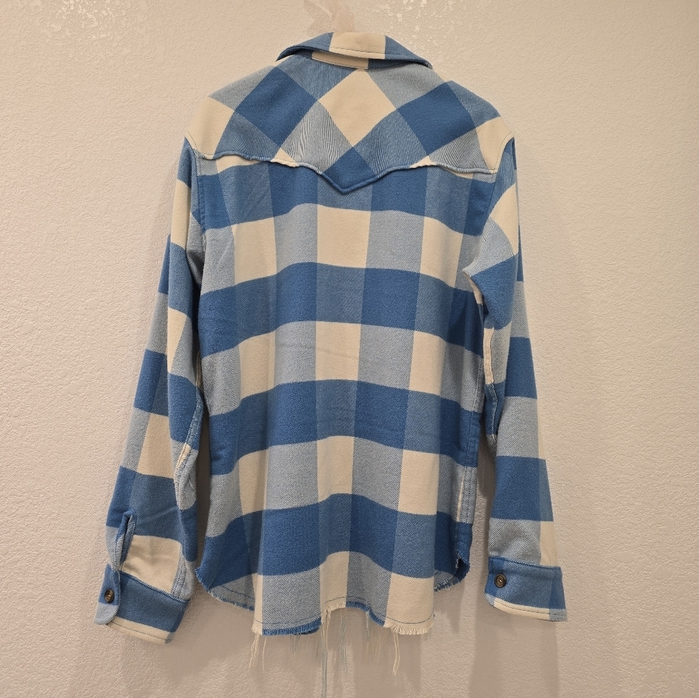 Aviator Nation Blue and White Plaid Flannel Button Down Shirt M - Picture 4 of 7